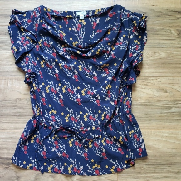 Anthropologie Tops - Odille || Silk Floral Draped Blouse Tie Waist